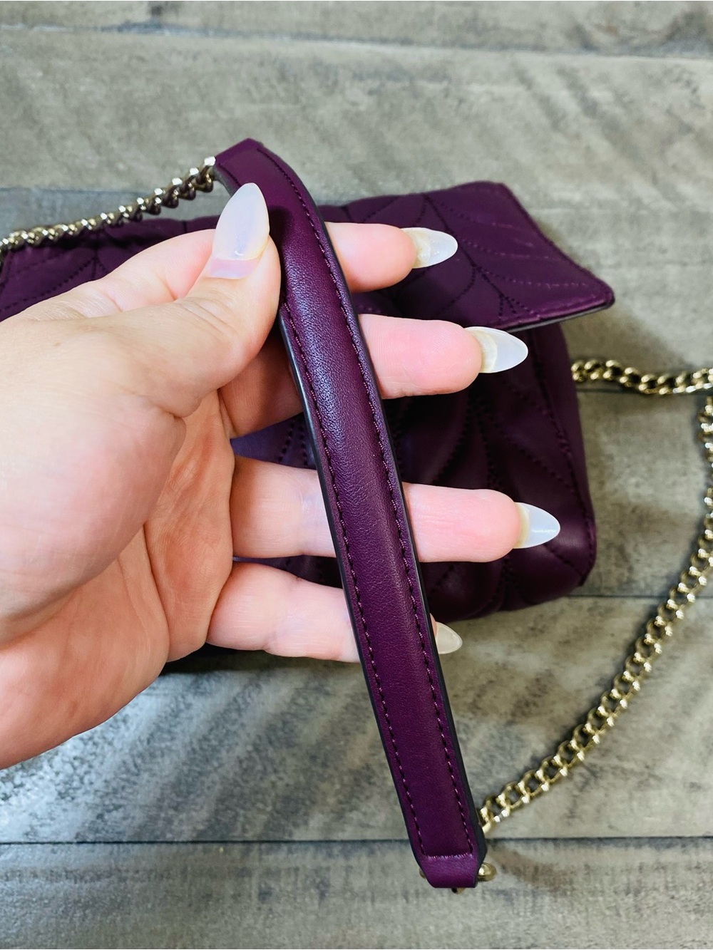 Kate Spade Briar Lane Mini Emelyn Quilted Crossbody Deep Plum Bag - Picture 7 of 7